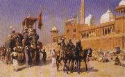 Edwin Lord Weeks Great Mogul and his Court Returning from the Great Mosque at Delhi, India Spain oil painting artist